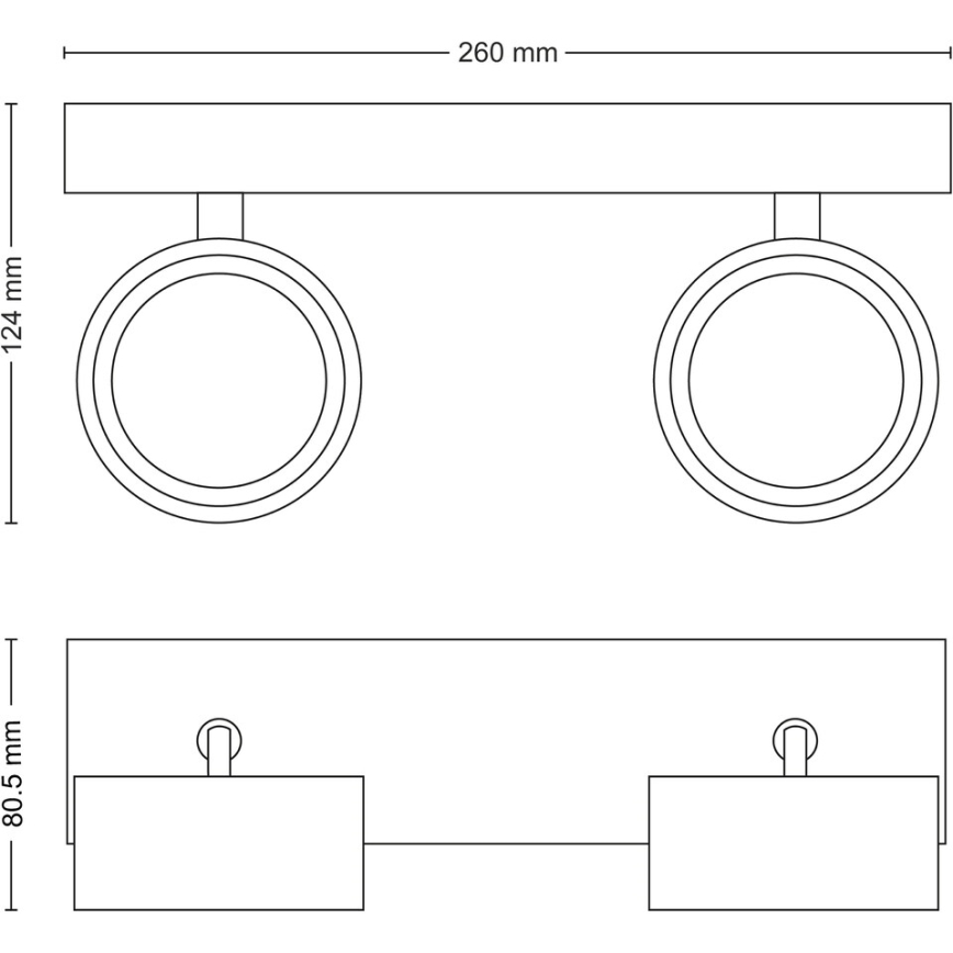 Philips - LED Oświetlenie punktowe 2xLED/5,5W/230V czarne