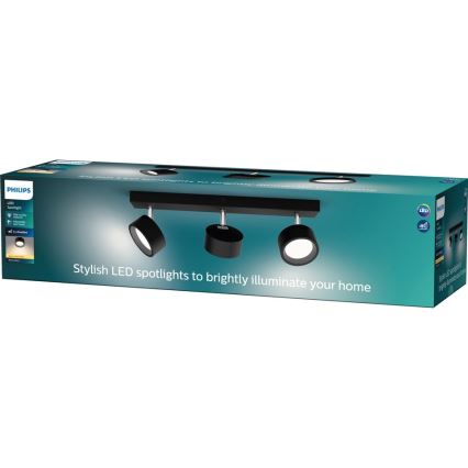 Philips - LED Oświetlenie punktowe 3xLED/5,5W/230V czarne