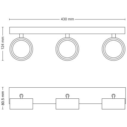 Philips - LED Oświetlenie punktowe 3xLED/5,5W/230V czarne