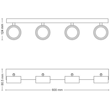 Philips - LED Oświetlenie punktowe 4xLED/5,5W/230V czarne