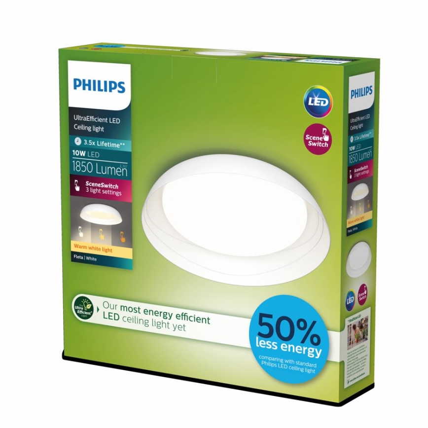 Philips - LED Plafon ściemnialny FLETA SCENE SWITCH LED/10W/230V 2700K biały