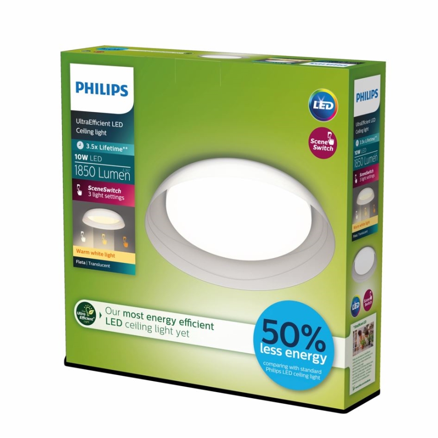 Philips - LED Plafon ściemnialny FLETA SCENE SWITCH LED/10W/230V 2700K przezroczysty