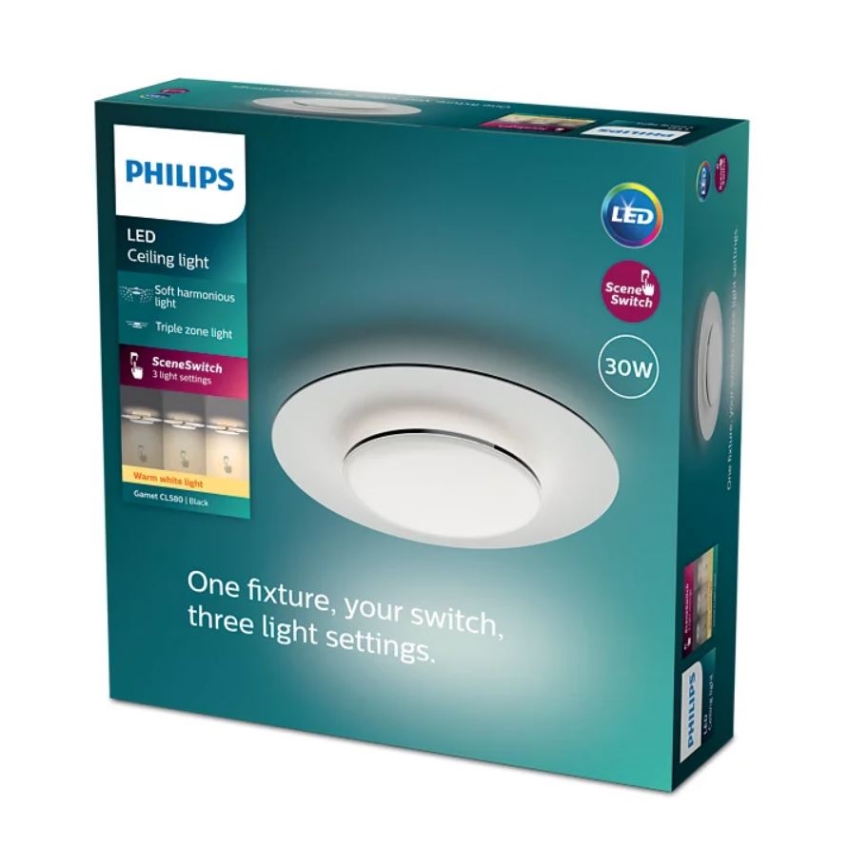 Philips- LED Plafon ściemnialny SCENE SWITCH LED/30W/230V 2700K czarny