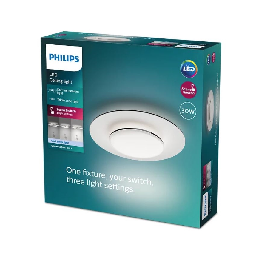 Philips- LED Plafon ściemnialny SCENE SWITCH LED/30W/230V 4000K czarny
