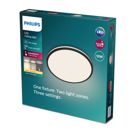 Philips - LED Plafon ściemnialny SCENE SWITCH LED/18W/230V śr. 30 cm 2700K czarne