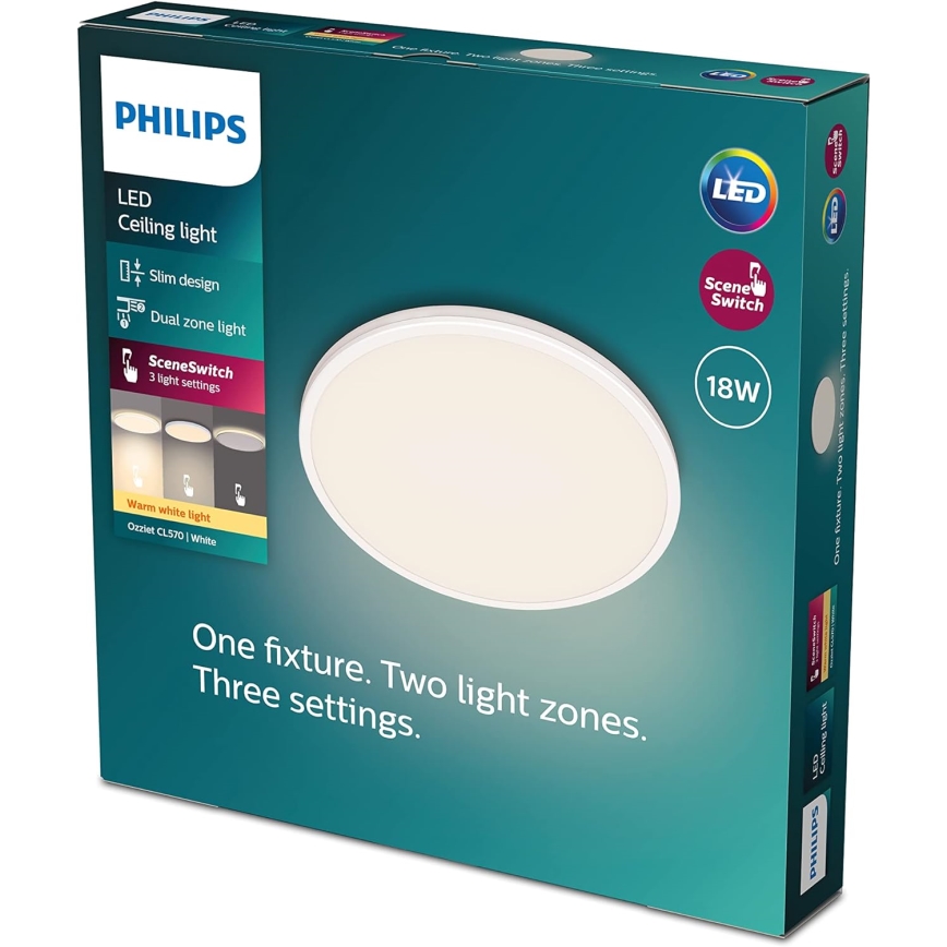 Philips - LED Plafon ściemnialny SCENE SWITCH LED/18W/230V śr. 30 cm 2700K biały