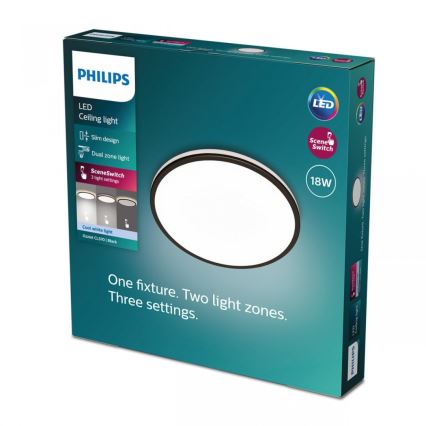 Philips - LED Plafon ściemnialny SCENE SWITCH LED/18W/230V śr. 30 cm 4000K czarny