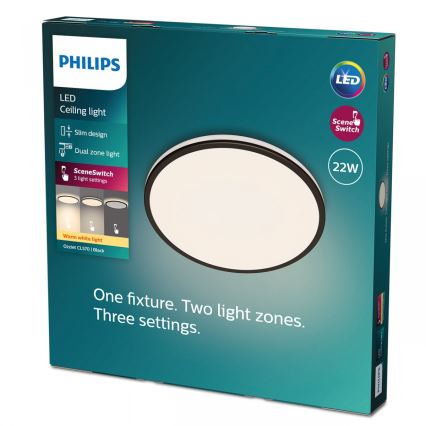 Philips - LED Plafon ściemnialny SCENE SWITCH LED/22W/230V śr. 40 cm 2700K czarny