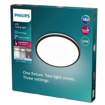 Philips - LED Plafon ściemnialny SCENE SWITCH LED/22W/230V śr. 40 cm 4000K czarny