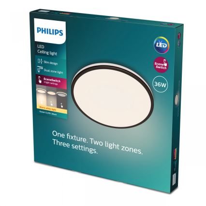 Philips - LED Plafon ściemnialny SCENE SWITCH LED/36W/230V śr. 50 cm 2700K czarny