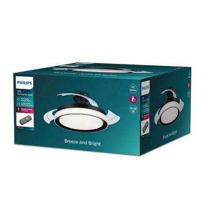 Philips-LED Plafon z wentylatorem BLISS LED/35W/230V 5500/4000/2700K czarny + pilot zdalnego sterowania