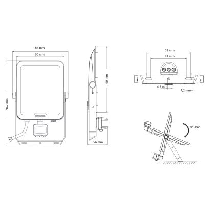Philips - Reflektor LED z czujnikiem ruchu i zmierzchu LEDINAIRE ALL-IN LED/10W/230V 3000/4000/6500K IP65