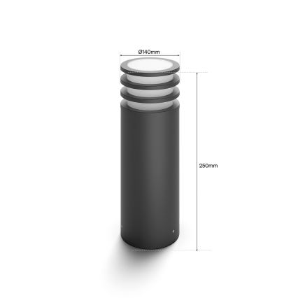 Philips - LED RGB ściemnialna lampa zewnętrzna Hue LUCCA 1xE27/8,1W/230V 25 cm 1000-20000K IP44
