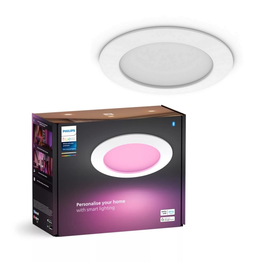 Philips - LED RGBW Ściemnialna łazienkowa oprawa wpuszczana Hue SLIM LED/12W/230V IP44 2200-6500K