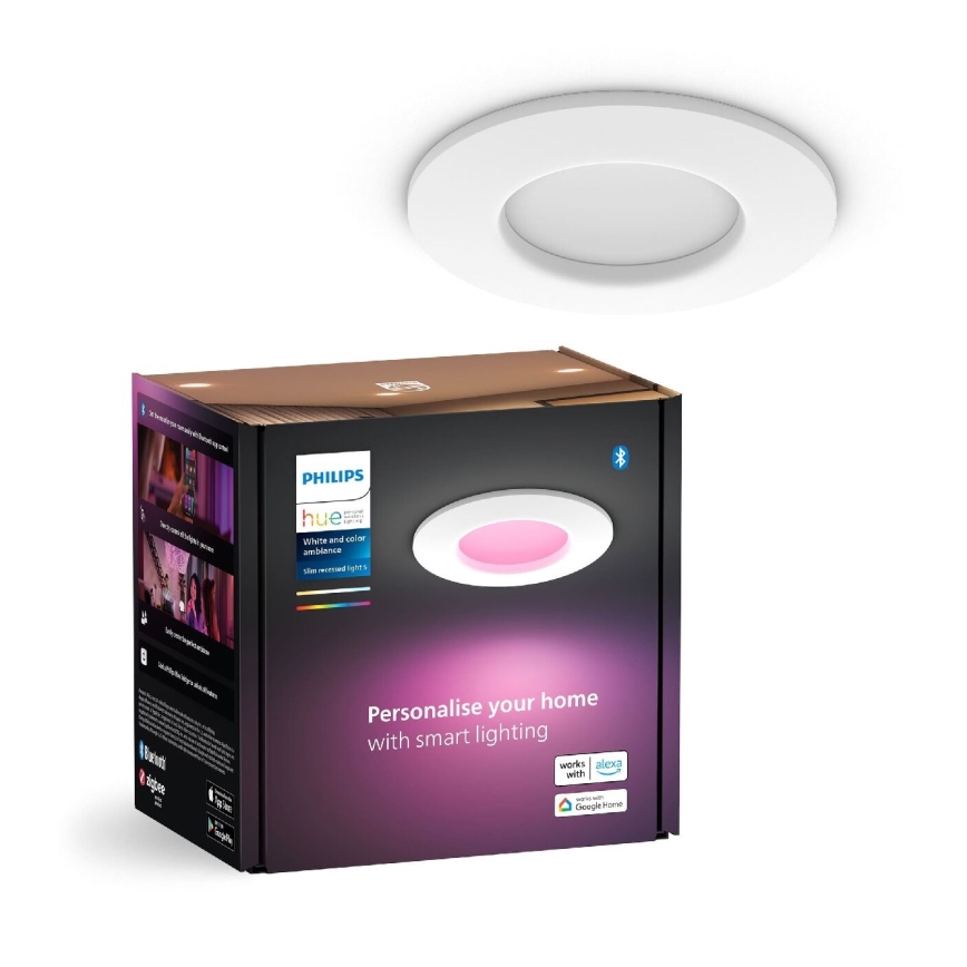 Philips - LED RGBW Ściemnialna łazienkowa oprawa wpuszczana Hue SLIM LED/8,3W/230V 2000-6500K IP44 biała