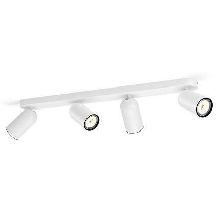 Philips - LED RGBW Ściemnialna oprawa punktowa PONGEE 4xGU10/4,8W/230V 3000K biała + z pilotem