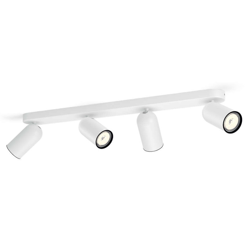 Philips - LED RGBW Ściemnialna oprawa punktowa PONGEE 4xGU10/4,8W/230V 3000K biała + z pilotem