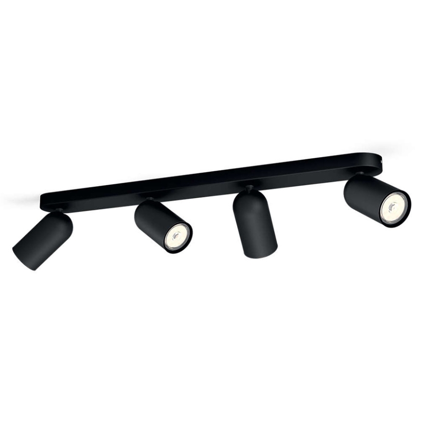 Philips - LED RGBW ściemnialna oprawa punktowa PONGEE 4xGU10/4,8W/230V 3000K czarna + pilot zdalnego sterowania