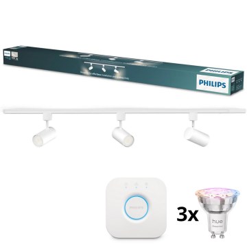 Philips - LED RGBW ściemnialna oprawa punktowa do systemu szynowego EASYLINK HUE 3xGU10/4,7W/230V 2200-6500K 1m biała + Hue bridge