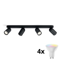 Philips - LED RGBW ściemnialna oprawa punktowa PONGEE 4xGU10/4,9W/230V 2700-6500K czarna