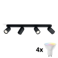 Philips - LED RGBW ściemnialna oprawa punktowa PONGEE 4xGU10/4,9W/230V 2700-6500K czarny