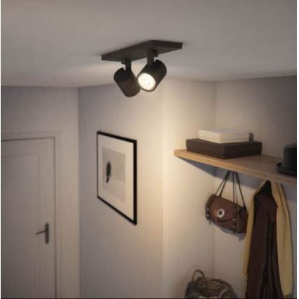 Philips - LED RGBW ściemnialna oprawa punktowa RUNNER 2xGU10/6,5W/230V 2700-6500K czarna