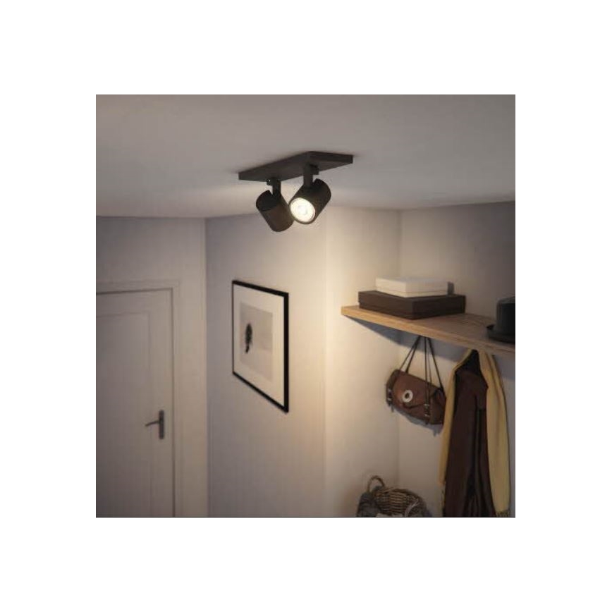 Philips - LED RGBW ściemnialna oprawa punktowa RUNNER 2xGU10/6,5W/230V 2700-6500K czarna