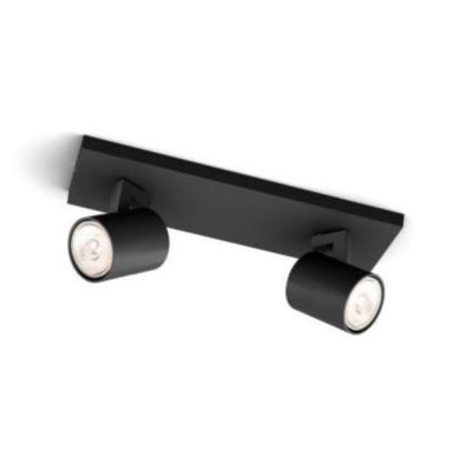 Philips - LED RGBW ściemnialna oprawa punktowa RUNNER 2xGU10/6,5W/230V 2700-6500K czarna
