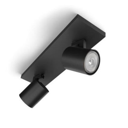 Philips - LED RGBW ściemnialna oprawa punktowa RUNNER 2xGU10/6,5W/230V 2700-6500K czarna