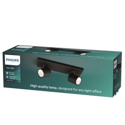 Philips - LED RGBW ściemnialna oprawa punktowa RUNNER 2xGU10/6,5W/230V 2700-6500K czarna