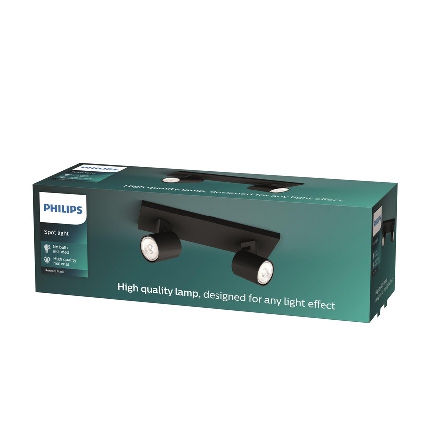 Philips - LED RGBW ściemnialna oprawa punktowa RUNNER 2xGU10/6,5W/230V 2700-6500K czarna