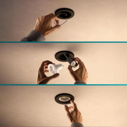 Philips - LED RGBW ściemnialna wpuszczana oprawa sufitowa PERIDOT 1xGU10/6W/230V czarna + pilot zdalnego sterowania