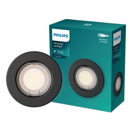 Philips - LED RGBW ściemnialna wpuszczana oprawa sufitowa PERIDOT 1xGU10/6W/230V czarna + pilot zdalnego sterowania