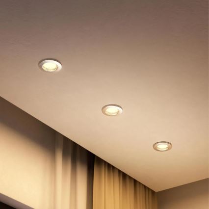 Philips - LED RGBW ściemnialna oprawa sufitowa wpuszczana PERIDOT 1xGU10/6,5W/230V 2700-6500K srebrna