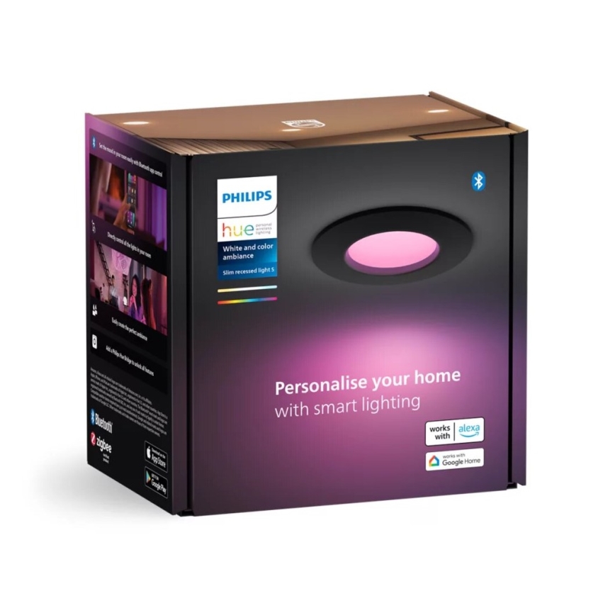 Philips - LED RGBW Ściemnialna łazienkowa oprawa wpuszczana Hue SLIM LED/8,3W/230V 2000-6500K IP44 czarna
