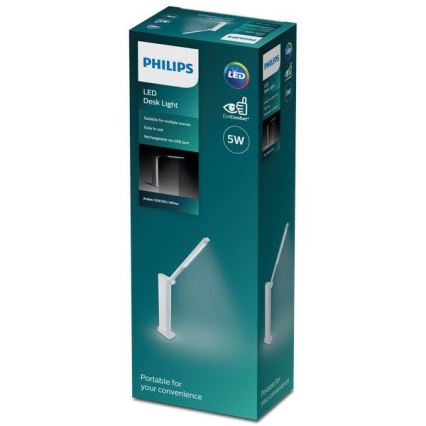 Philips - LED Ściemnialna dotykowa lampa stołowa AMBER LED/5W/5V 1800 mAh biały