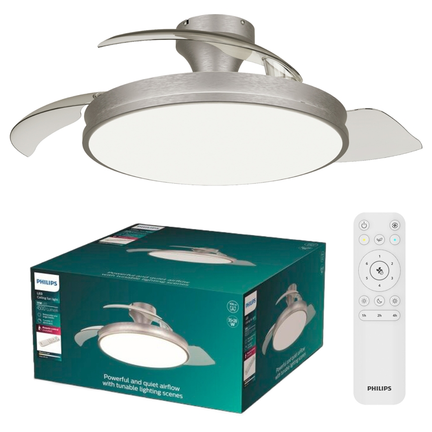 Philips - Ściemnialna lampa sufitowa LED z wentylatorem ATLAS LED/35W/230V matowy chrom + pilot zdalnego sterowania