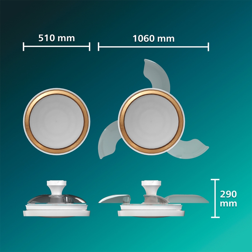 Philips - LED ściemnialna lampa sufitowa z wentylatorem BLISS LED/35W/230V złota + pilot zdalnego sterowania