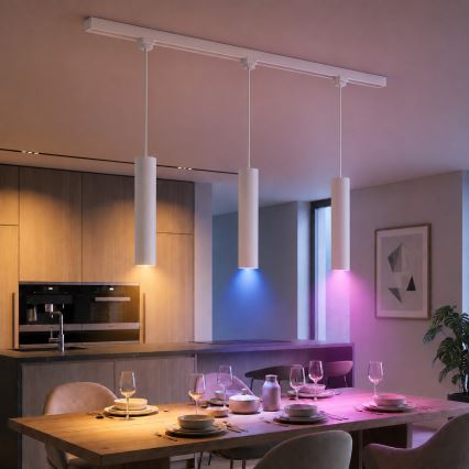 Philips - LED RGBW ściemnialna lampa na linkach do systemu szynowego EASYLINK HUE 3xGU10/4,7W/230V 2200-6500K 1m biała + Hue Bridge