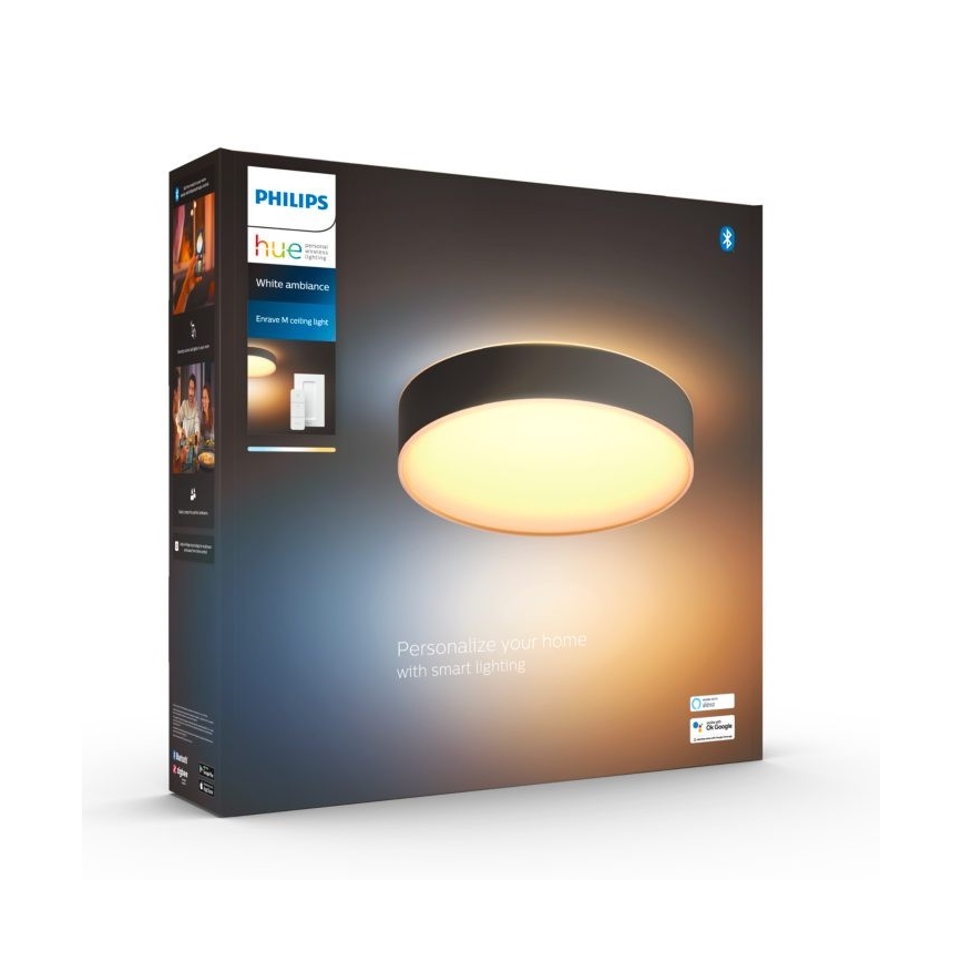 Philips - Ściemnialna lampa sufitowa Hue LED/19,2W/230V 2200-6500K śr. 381 mm czarna + pilot zdalnego sterowania