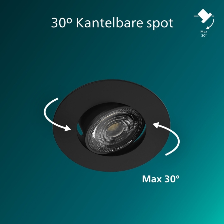 Philips - ściemnialna wpuszczana oprawa sufitowa LED CILANTRO LED/5W/230V 4000K czarna