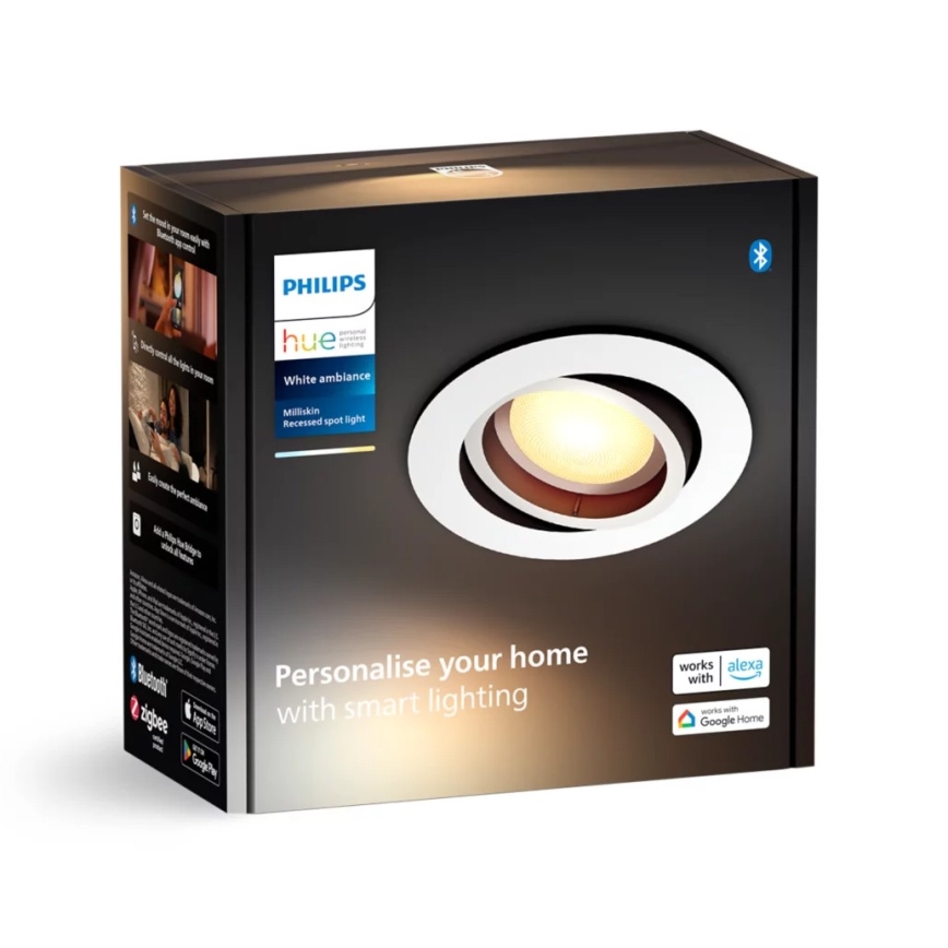 Philips - LED Ściemnialna oprawa wpuszczana Hue MILLISKIN 1xGU10/4,2W/230V 2200-6500K biała