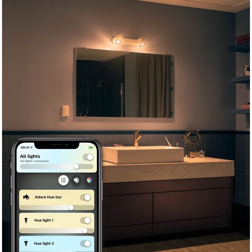 Philips - LED Ściemnialne oświetlenie łazienkowe Hue ADORE 2xGU10/5W/230V IP44