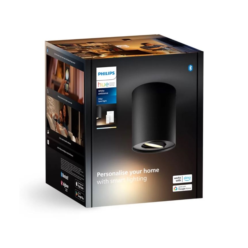 Philips - LED Ściemnialne oświetlenie punktowe Hue PILLAR 1xGU10/4,2W/230V 2200-6500K + pilot zdalnego sterowania czarne