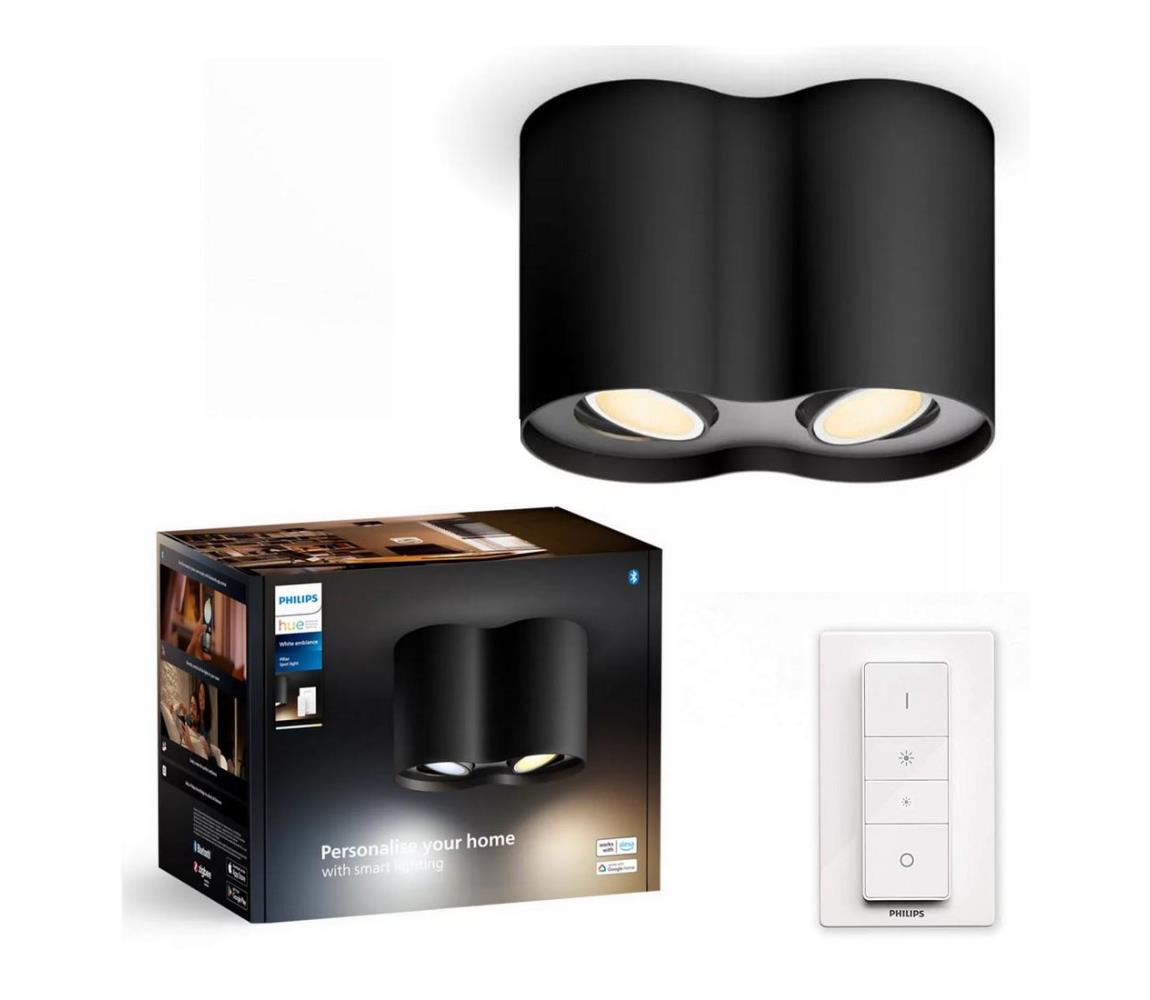 Philips - LED Ściemnialne oświetlenie punktowe Hue PILLAR 2xGU10/4,2W/230V + pilot czarne