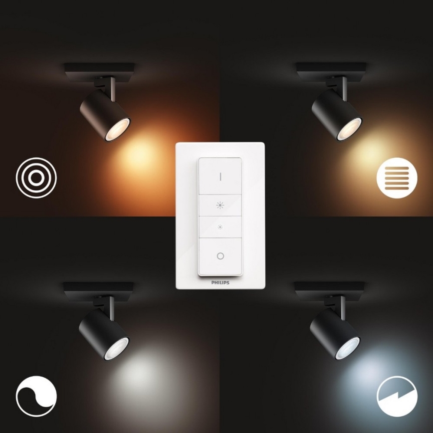Philips - LED Ściemnialne oświetlenie punktowe Hue RUNNER 1xGU10/4,2W/230V 2200-6500K + pilot zdalnego sterowania czarne