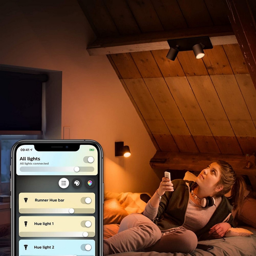 Philips - LED Ściemnialne oświetlenie punktowe Hue RUNNER 2xGU10/4,2W/230V 2200-6500K + pilot zdalnego sterowania białe