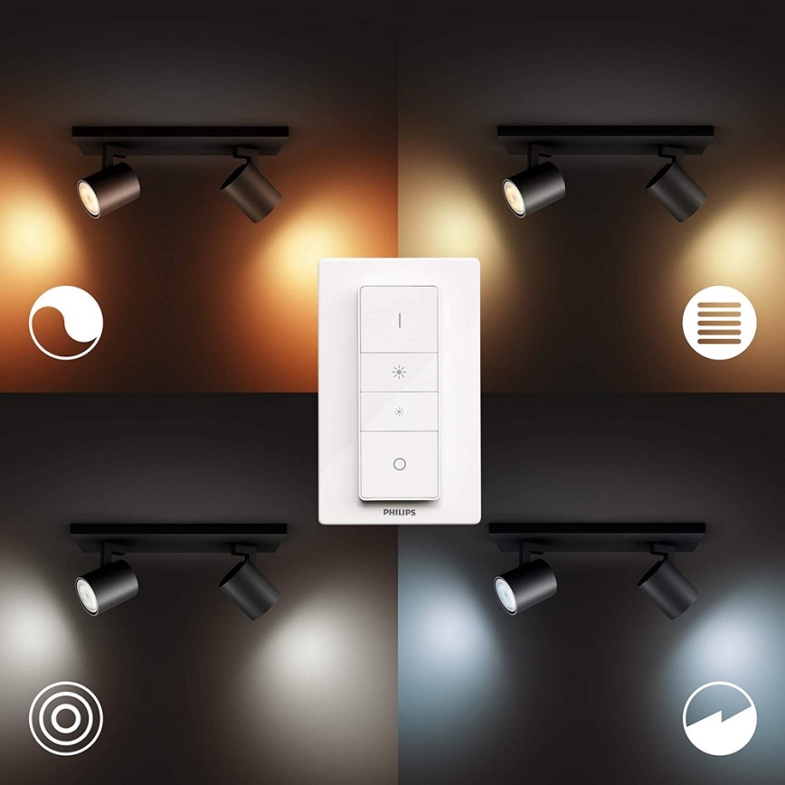 Philips - LED Ściemnialne oświetlenie punktowe Hue RUNNER 2xGU10/4,2W/230V 2200-6500K + pilot zdalnego sterowania białe