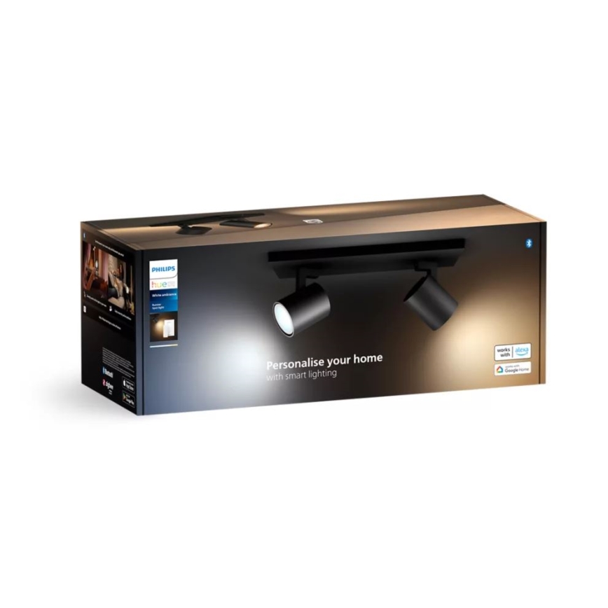 Philips - LED Ściemnialne oświetlenie punktowe Hue RUNNER 2xGU10/4,2W/230V 2200-6500K + pilot zdalnego sterowania czarne
