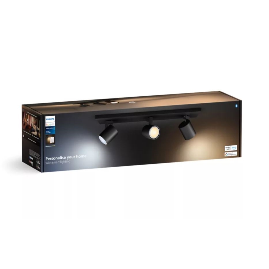 Philips - LED Ściemnialne oświetlenie punktowe Hue RUNNER 3xGU10/4,2W/230V 2200-6500K + pilot zdalnego sterowania czarne